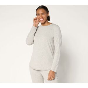 Denim & Co. Women's Top Sz XL Active French Terry Rib Mix Tan/Beige A677658